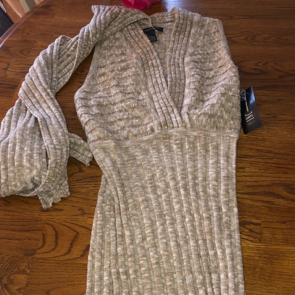 INC silver tan and white metallic sweater - Picture 2 of 4